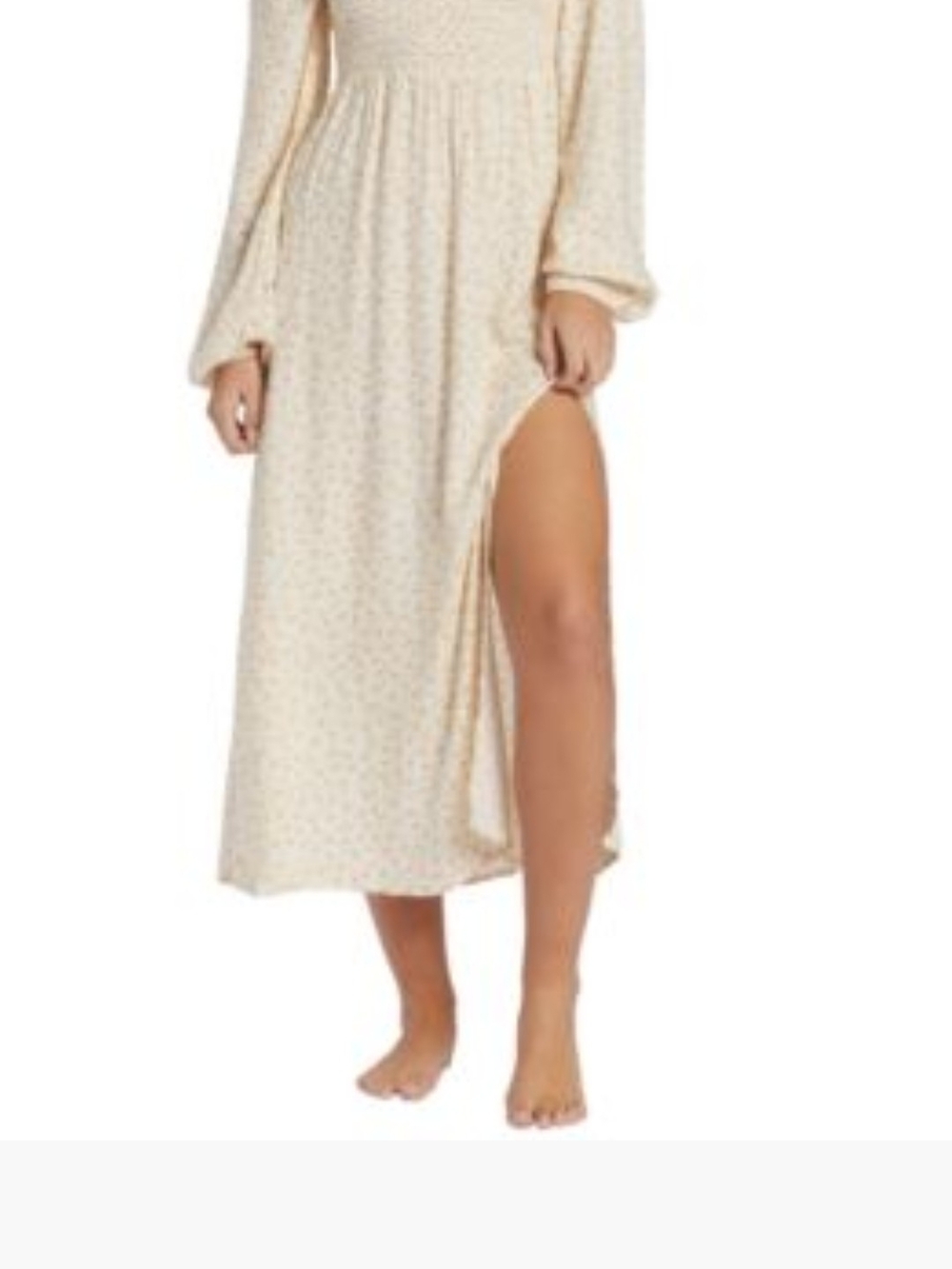 Billabong Cream Long Sleeve Midi Dress with Side Slit